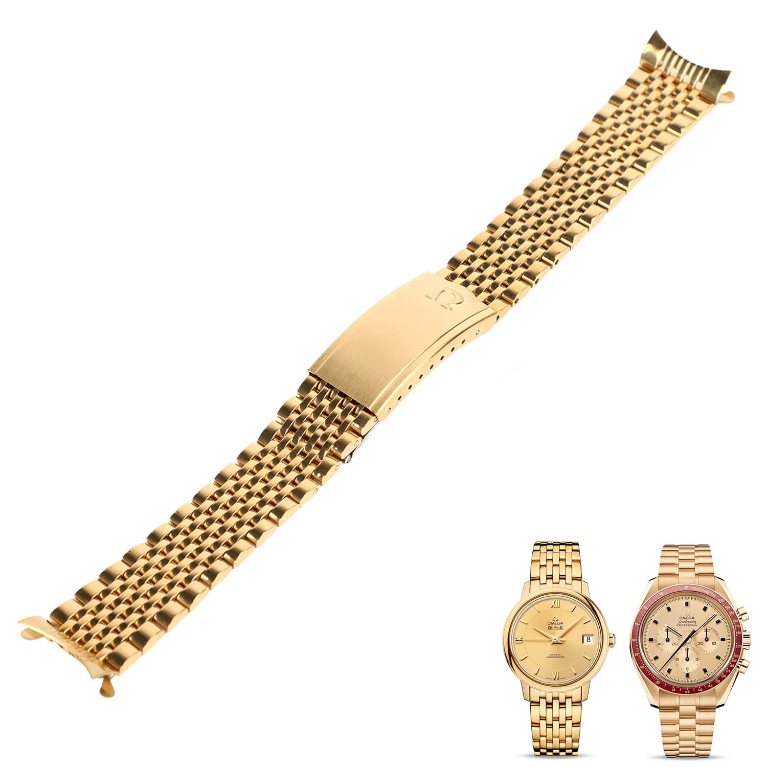 Gold Steel Beads Of Rice Bracelet for Omega Speedmaster, Seamaster
