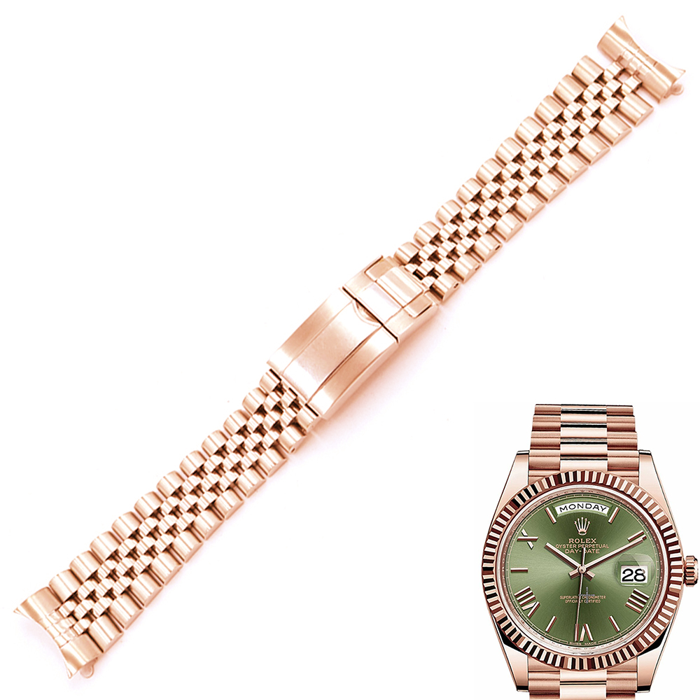 Rose Gold Strap Bracelet Jubilee for Rolex Datejust 19,20mm Stainless Steel